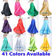 360 Full Circle Satin Long Skirt Swing Belly Dance Costumes Tribal Flamenco Jupe
