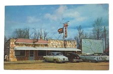 Vintage 1950s Postcard ~ Adams Cafe Classic Cars Ozarks ~ Camdenton Missouri MO