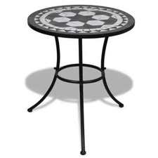 Bistro Table Black and White 60 cm Mosaic vidaXL