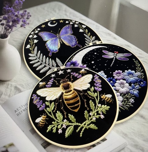 Embroidery kit set of 3 - kit,