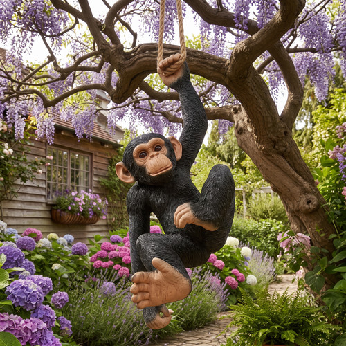 Monkey sculpture climbing - sculpture,