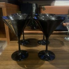 Set of 4 Black Plastic Martini Cocktail Glasses Wine Champagne Saucers Wedding