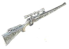 Sniper Rifle Handcrafted from English Pewter in the UK Lapel Pin Badge