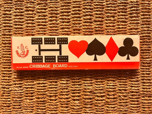 Vintage cribbage board with - vintage,
