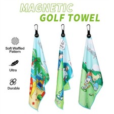New Waffle Weave Magnetic Golf Towel Double Side Pattern Towels Beach/Golfer/Cat