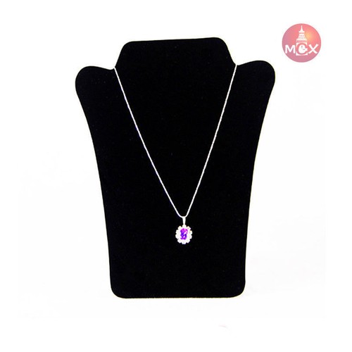Black grey velvet necklace - ,