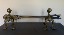 Vintage Solid Brass Ball & Claw Fireside Open Fire Companion Tool Set