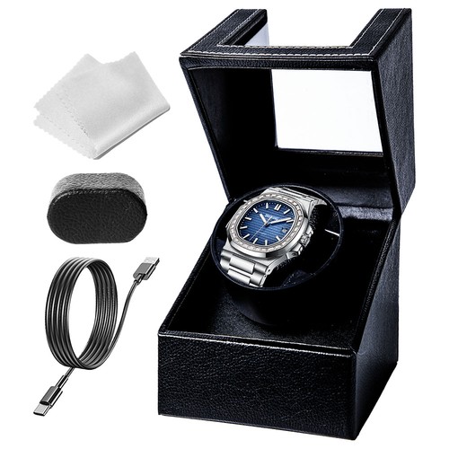 Black leather single watch - single,