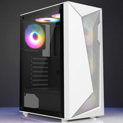 Mesh white atx gaming tower - white,