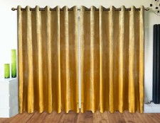 Eyelet Curtains Plush Velvet Ring Top Ready Made Lined ITALY PLAIN