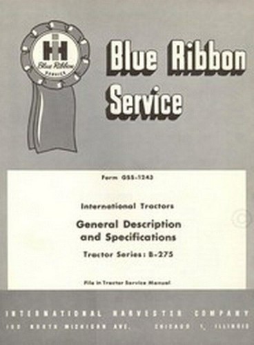 International harvester 275 - harvester, b-275