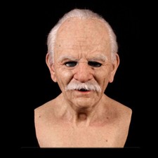 Real Head Mask Old Man Exquisite Realistic Latex headgear bald Halloween Costume