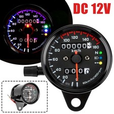 12V LED Universal Motorcycle Speedometer Odometer KMH MPH Indicator Signal Gauge
