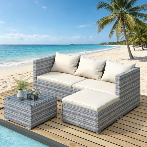 Grey rattan garden furniture - grey,