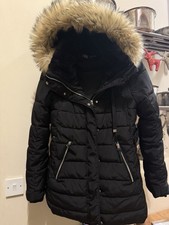 Black Zara Padded Parker Faux