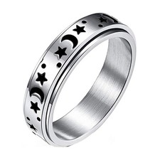 Star Moon Spinning Rings Stainless Steel Anxiety Relief Stress Worry Ring