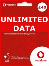 Vodafone Sim Card £40 Unlimited Data, texts and calls