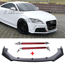 For Audi TT 8J A4 A5 S3 S4 Matte Front Bumper Lip Spoiler Splitter w/ Strut Rods