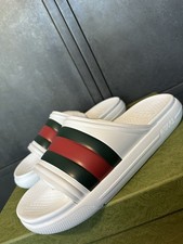 Gucci Mens White GG Web Sliders Sandals Size 11UK/12US
