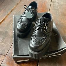 New Wulfrun Creepers Underground Shoes Black Leather Double Sole Punk Size 6 39