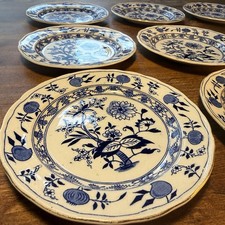 9x Blue Meissen Style Plates