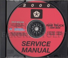 2000 Dodge Ram Truck Shop Manual CD 1500-3500 Pickup Gas Diesel Service Repair