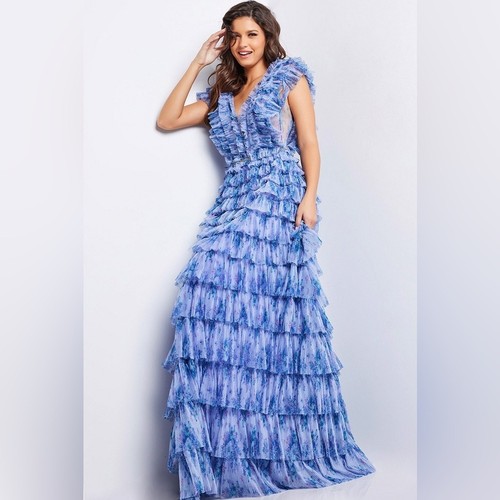 Jovani 39143 print blue - jovani, /