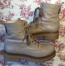 Russell & Bromley Camel Nappa Leather Combat Military Boots Size EU 39 UK 6