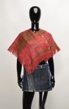 Vintage Andrew Stewart 70's Mohair & Wool Blend Fringle Cropped Poncho Cape OS