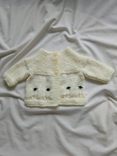 New Hand Knitted Baby Girl Jacket  Lemon with flower motifs Size New born