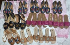 Lot Of 15 Handmade Leather Shoes Mexican Embroidered Sandals Floral
