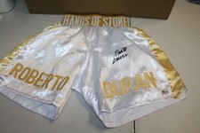Roberto Duran SIGNED Autographed Custom BOXING  TRUNKS HANDS OF STONE BECKETT