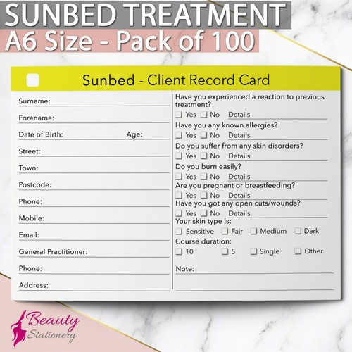 Sunbed client record card - client,