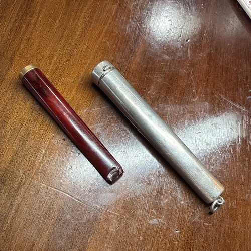 Antique silver cheroot holder - antique,