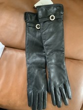 LK Bennett Black Leather Pearl Elbow Long OPERA Gloves Small/Medium £129 NEW 