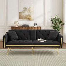 Convertible Sofa Bed 2 Seater Click Clack Sofa Settee Couch Living Room Black