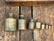 Late 19th Century Antique Solid Brass Weight Metric Scales-Set of 7.