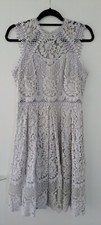 Lipsy VIP Grey Lace Dress - UK Size 14