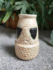 Vintage Ditmar Urbach Alienware Czech Ceramic Vase Cream Black Partially Green