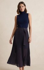 REISS Anya Pleated Midi Skirt