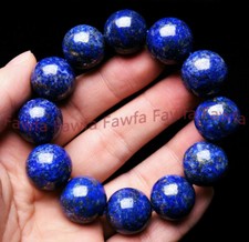 Rare Huge 14-20mm Natural Egypt Blue Lapis Lazuli Gemstone Beaded Bracelet 7.5"