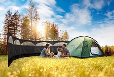 Camping Windbreaker Dark Grey/Black Lightweight Wind Break Screen 5 Panel Blo...