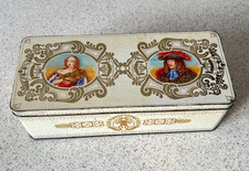 Vintage Cracker Tin 18th century portrait graphics 22x9x7 cm