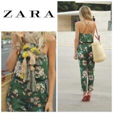 ZARA NEW WOMEN GREEN FLORAL STRAPPY SOLD OUT JUMPSUIT , SIZE M, NEW