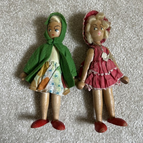 Two polish wooden peg dolls - polish,