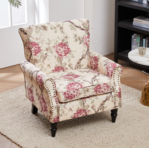 Floral armchair upholstered - armchair,