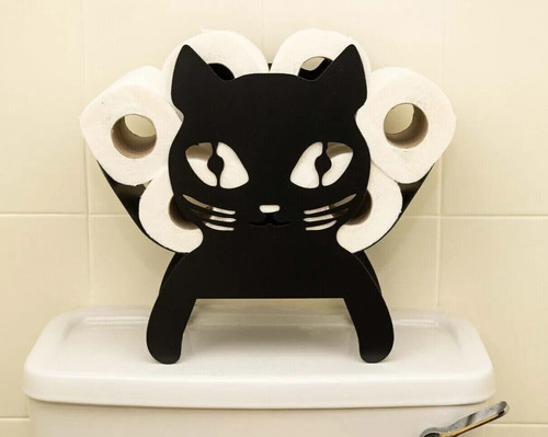 Novelty black cat toilet roll - black,