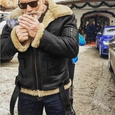 Men's RAF B3 Sheepskin Bomber Jacket, Vintage Aviator Pilot Flying Jacket