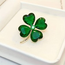 Lucky Clover Leaf Irish Brooch
