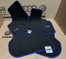 VW Golf MK5 R32 Front BLK Blue Carpet Floor Foot Mats Embroidered R Logo OEM RHD